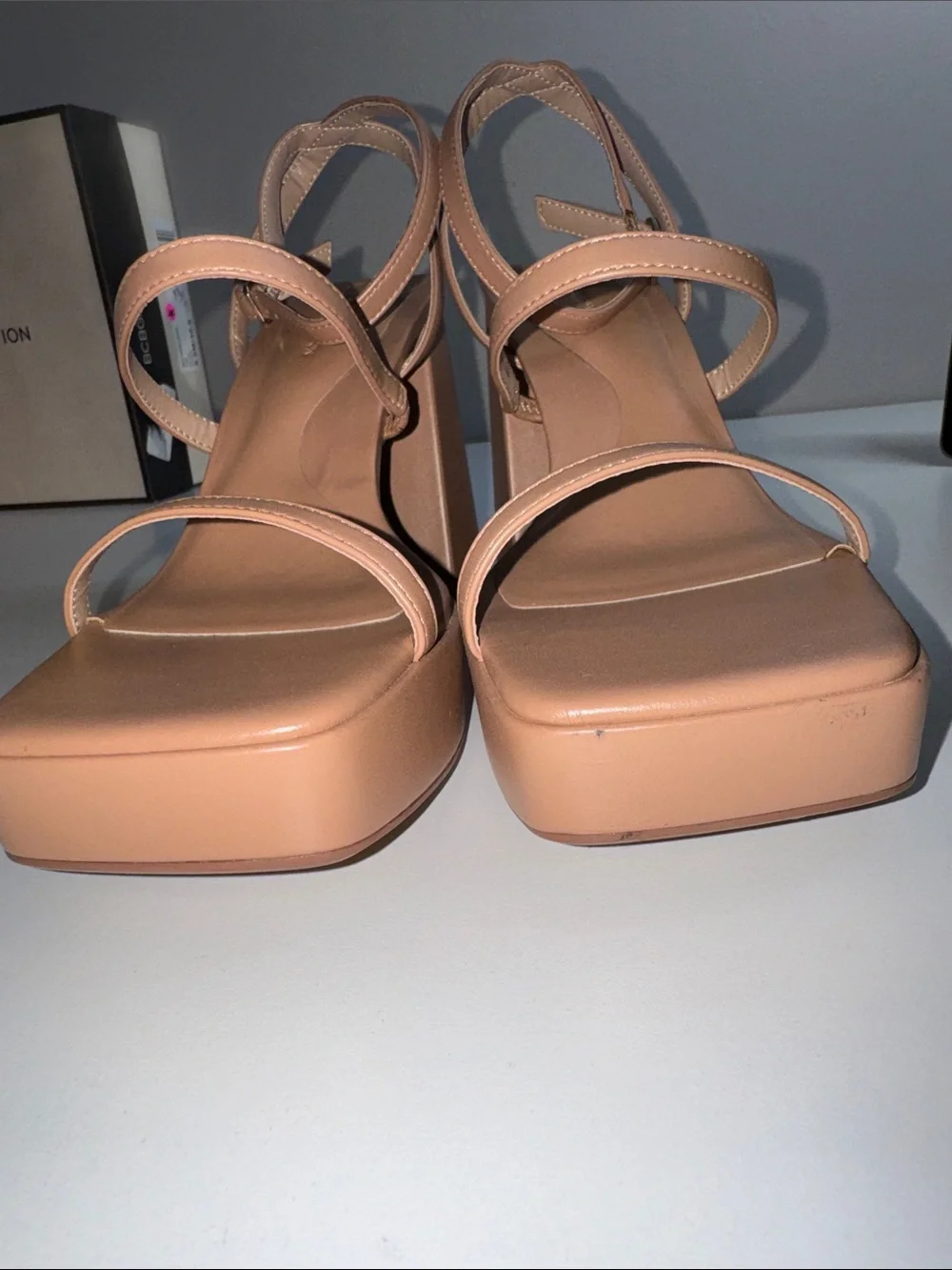 BCBGeneration Galana Nude Platform Block Heel Strappy Sandals Women’s 9.5M NIB